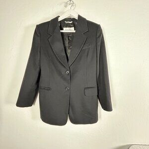 Max Mara Womens Black Wool Cashmere Single-Breasted Blazer Size 4 Two-Button